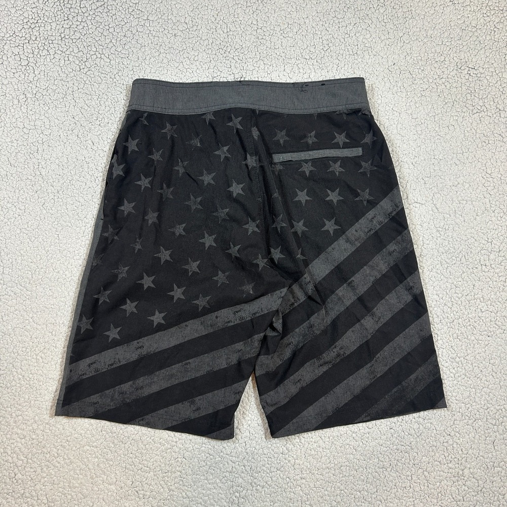 AFFLICTION Mens Size‎ 32 Liberty Stretch Boardshorts Charcoal Stars & Stripes - Picture 5 of 9